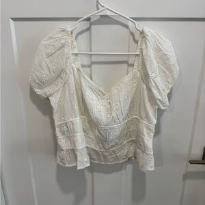 White Eyelet Puff Sleeve Top